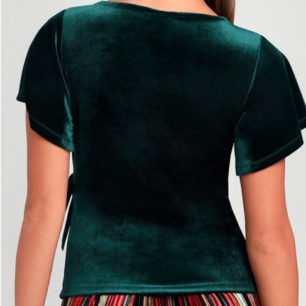 Lulus Forest Green Velvet Top - Picture 3 of 4